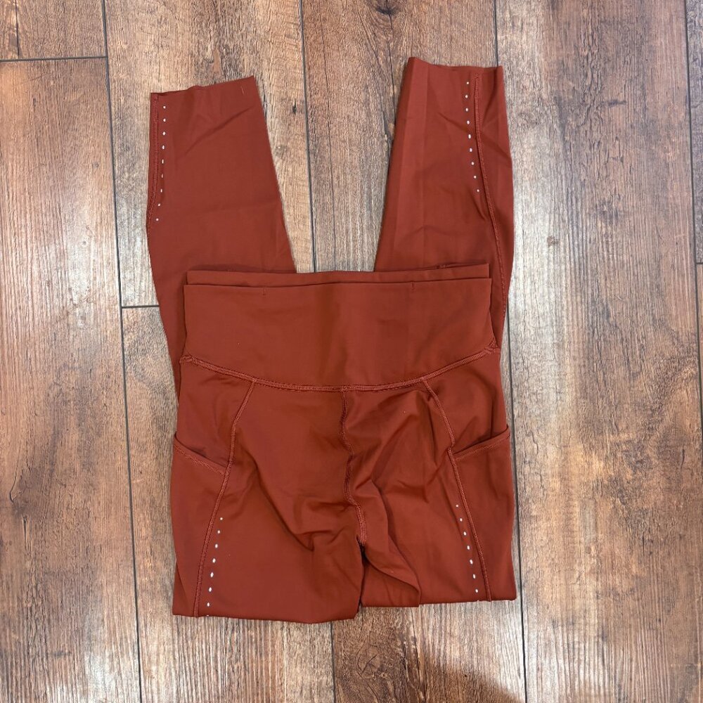 Lululemon Fast and Free High-Rise Tight 25” Pockets Dark Terracotta Womens Sz 4 - Picture 3 of 7